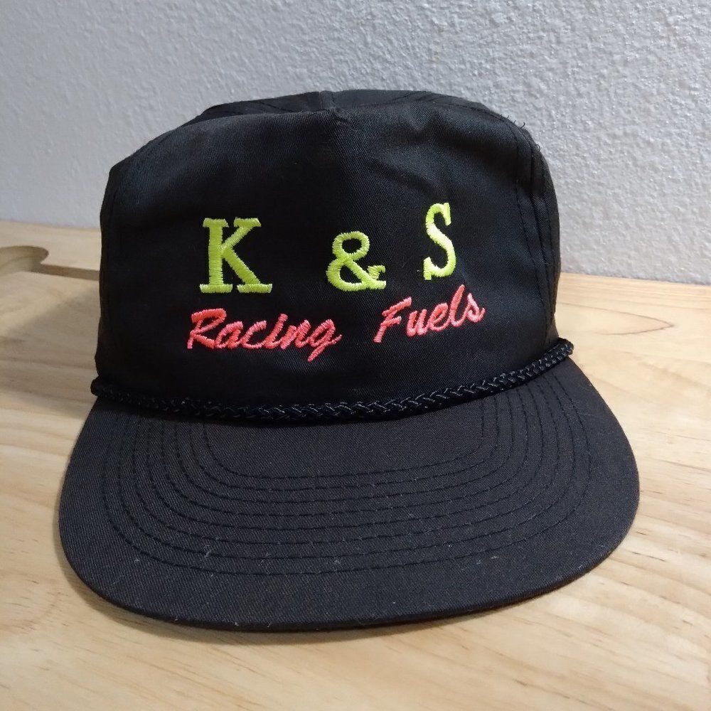 Vintage K&S Racing Fuels Logo Snap Back Neon Hat